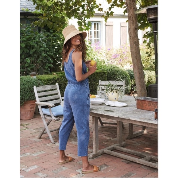 Frank & Eileen Pants - Frank & Eileen Heritage Cotton Jersey Tank Jumpsuit Mineral Navy M